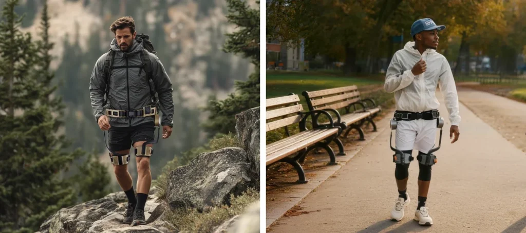 Exoesqueleto para viajar: Soporte motorizado para largas jornadas de caminata.
