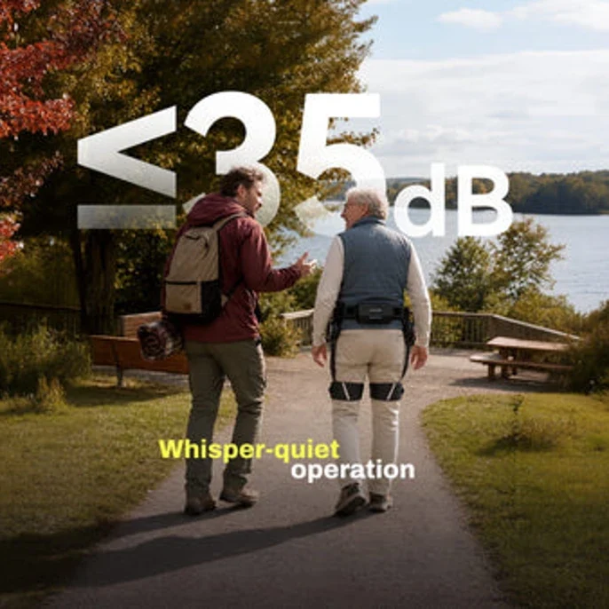 Ascentiz exoskeleton operates at low noise level under 35 decibel.